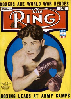 Ring Magazine cover featuring Manuel Ortiz (1943)