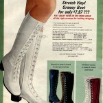Crinkle patent stretch vinyl granny boots (1971)