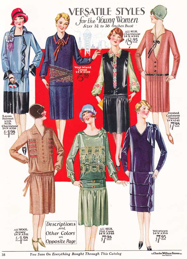 1920s styles fashions dresses clothing clothes teen girls 1929