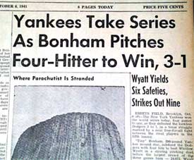 Yankees Win World Series, Newspaper, October 6, 1941