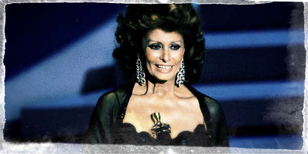 Sophia Loren accepting her honorary award at the 1990 Academy Awards